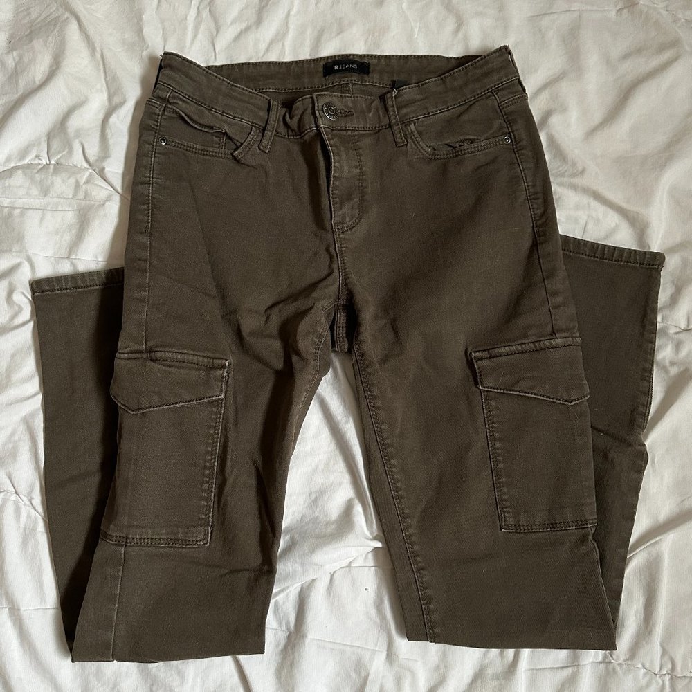 R JEANS - Green High Rise Skinny Jeans - Cargo Pants - Size 28 (8 US)